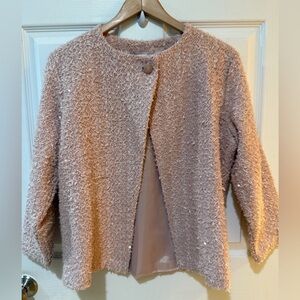 Erin London Soft Blush Sequin Tweed Jacket Beautiful Button Detail